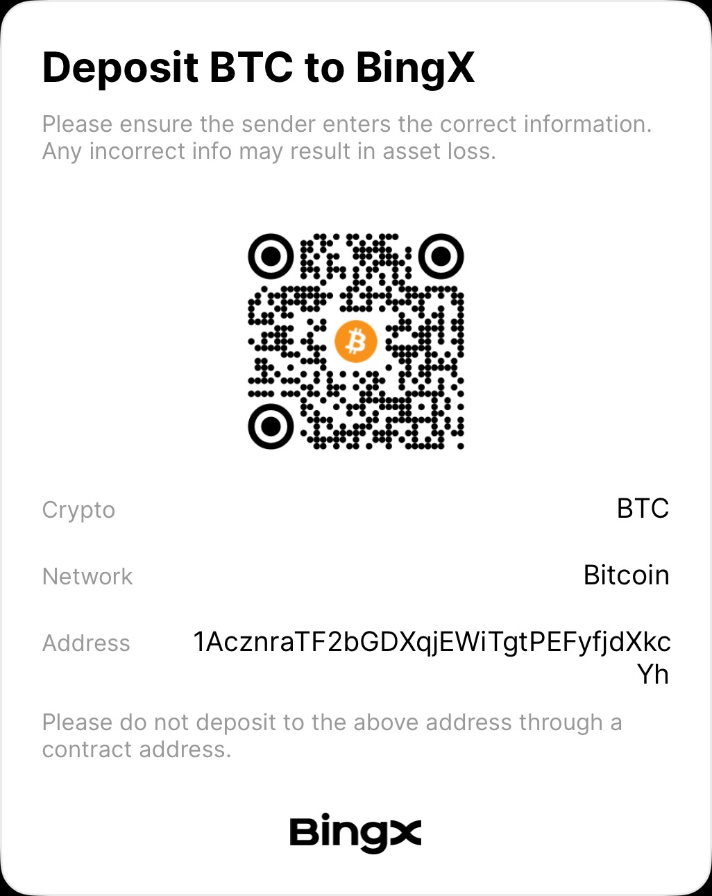 BTC Bitcoin QR Code